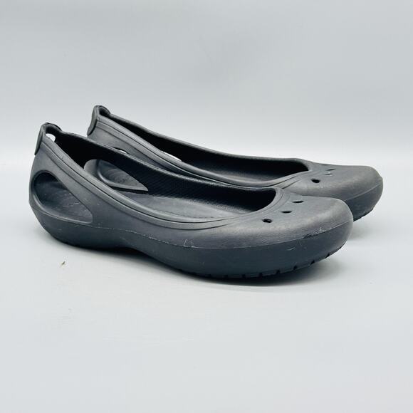 Crocs Shoes Womens 6 Black Kadee Slip On Ballet Flats Comfort Casual Lightweight - Picture 2 of 13